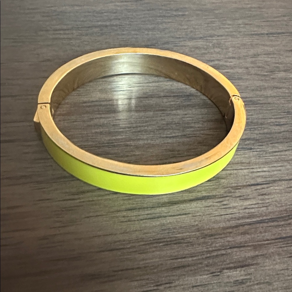 J.Crew Gold and Yellow Enamel Bangle, Hinged Bracelet